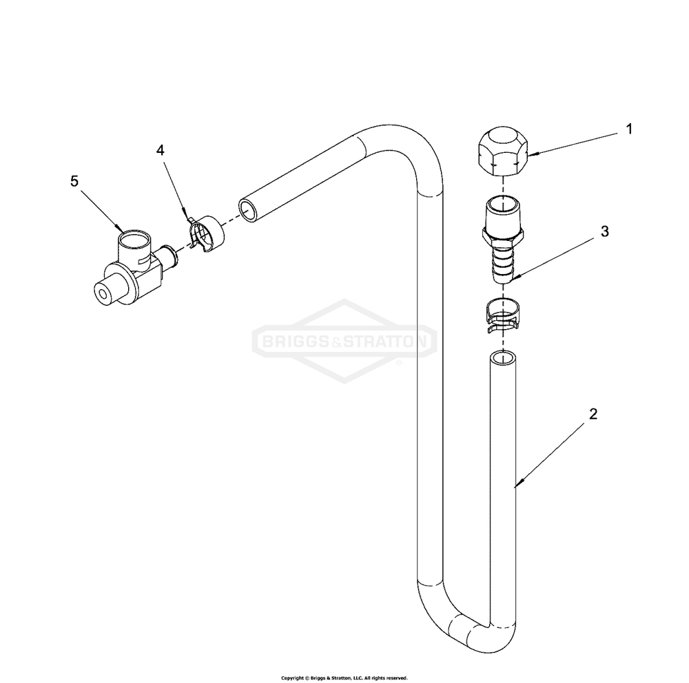 Engine Group - Oil Drain Diagram and Parts List for 076138-01  Briggs and Stratton Generator